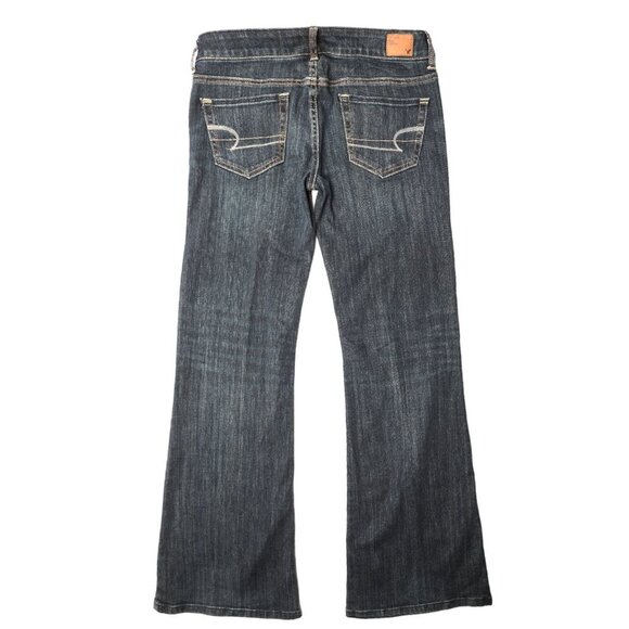 American Eagle Outfitters Hipster Flare Jeans Retro Lower Rise Dark Blue Denim 6 - Picture 4 of 9